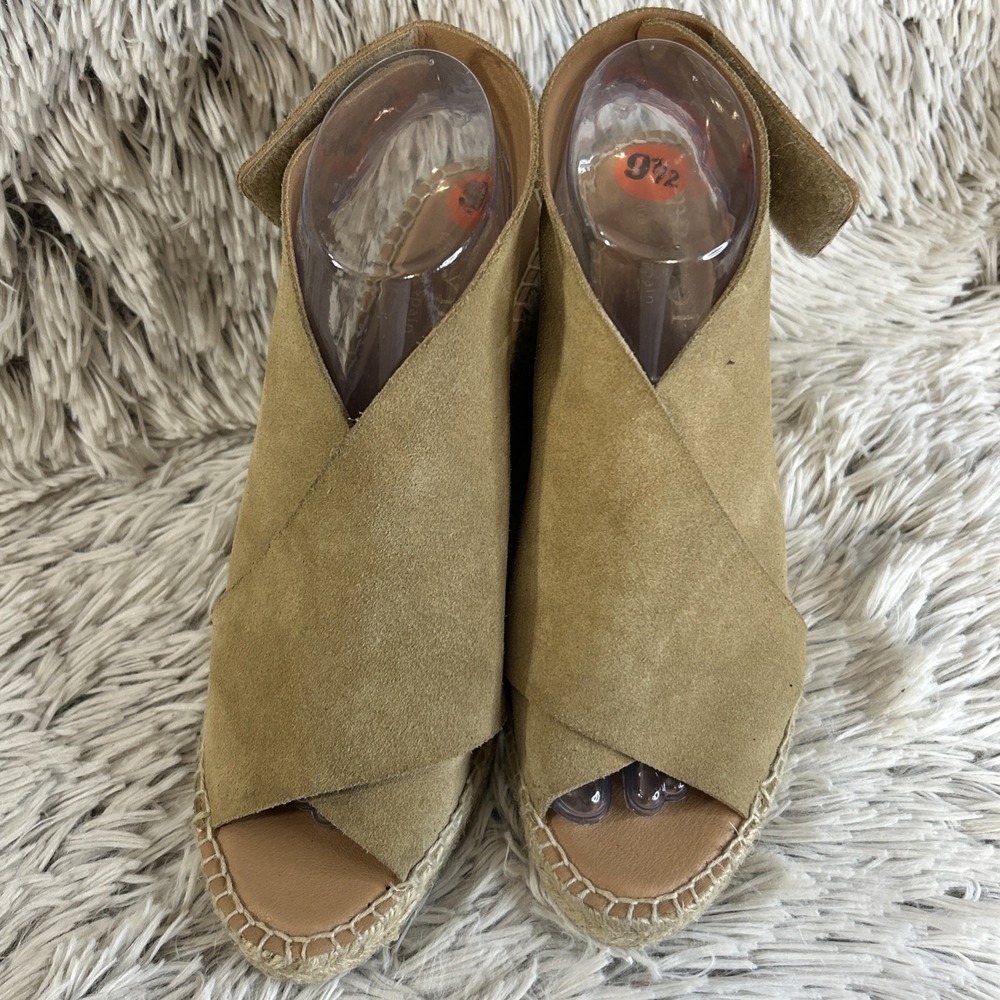 Anthropologie Maypol Womens 9.5 41‎ Espadrille Wedge Sandals Strappy Tan Suede - Picture 6 of 13